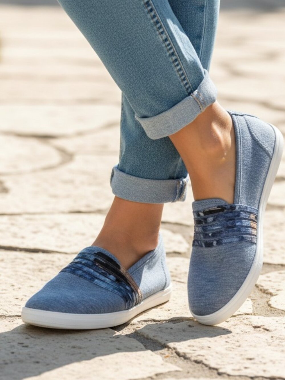 Ashley Blue Denim Slip-On Loafers